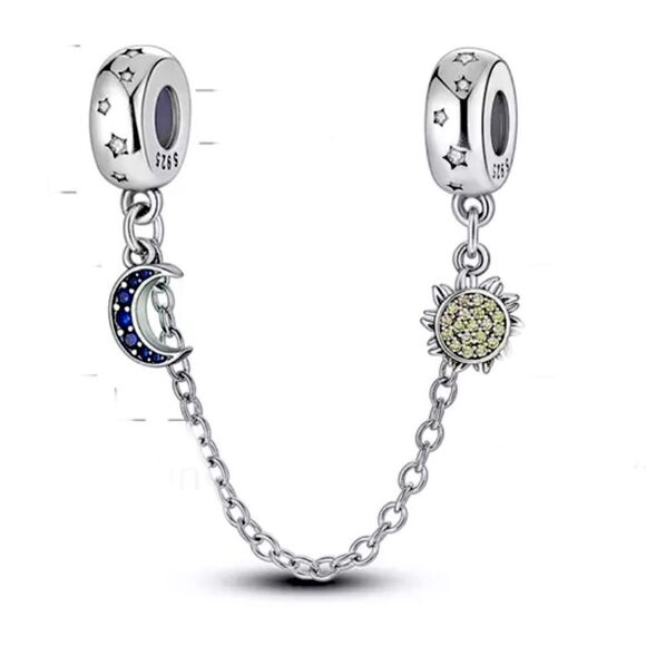 None Jewelry - 925SS SUN & MOON CHARM SAFETY CHAIN